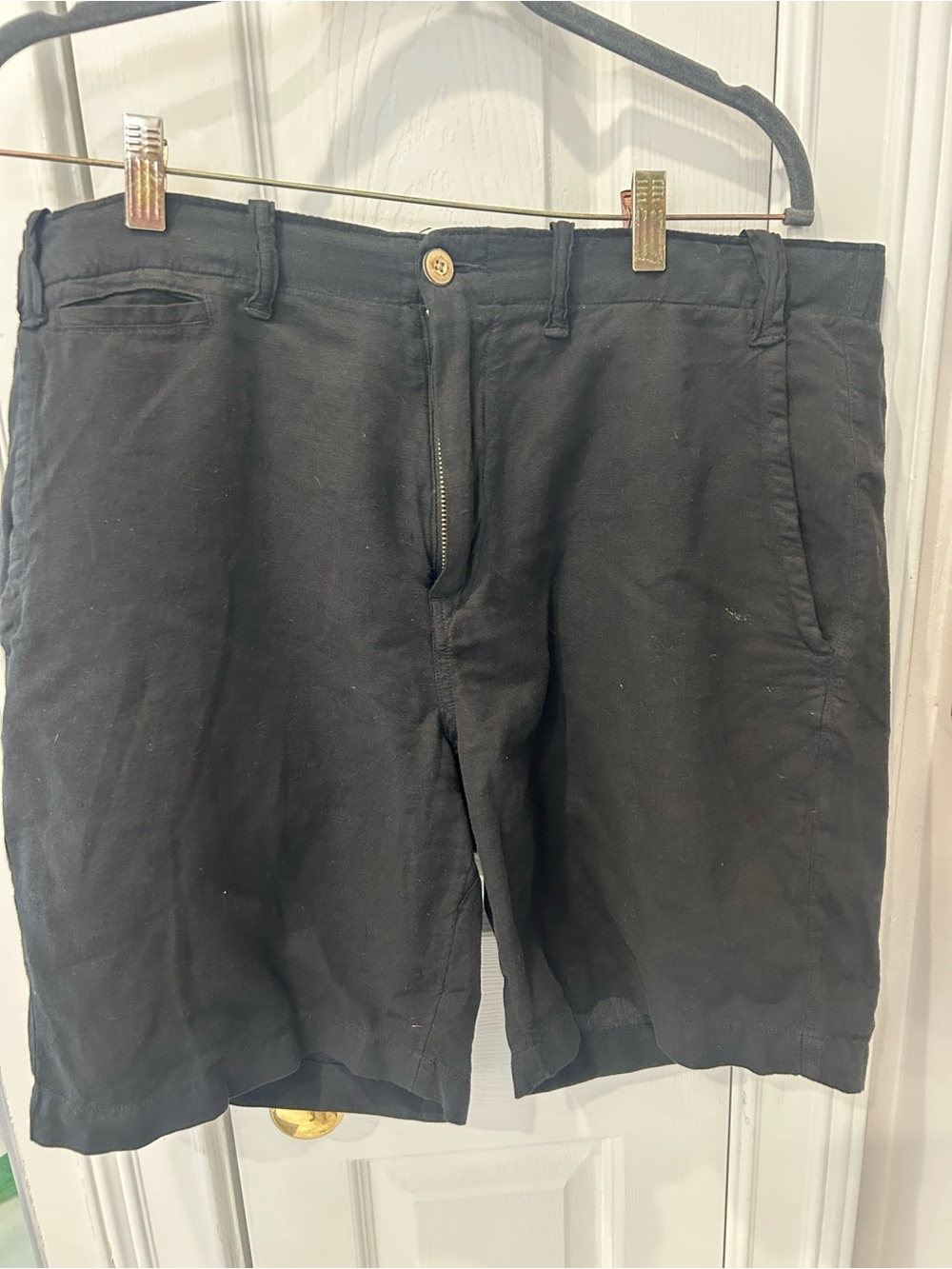 Ralph Lauren Black Flat-Front linen Men's Shorts